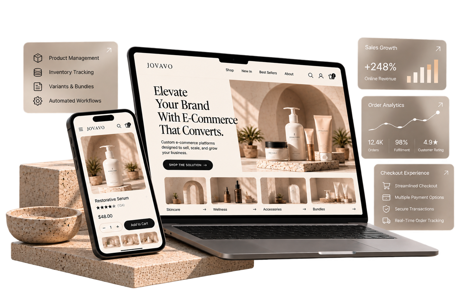 E-commerce website design by Jovavo