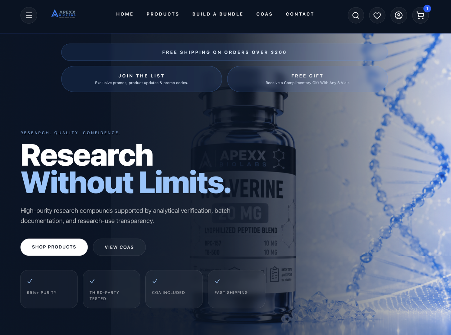 Apexx Biolabs homepage