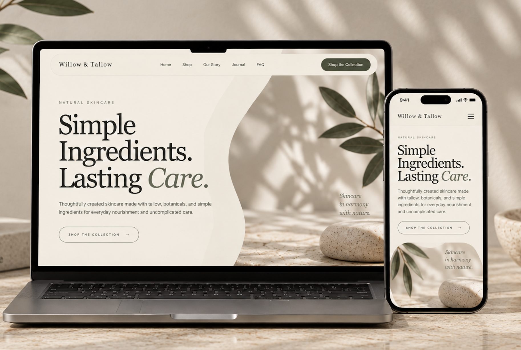 Willow & Tallow website designed by Jovavo