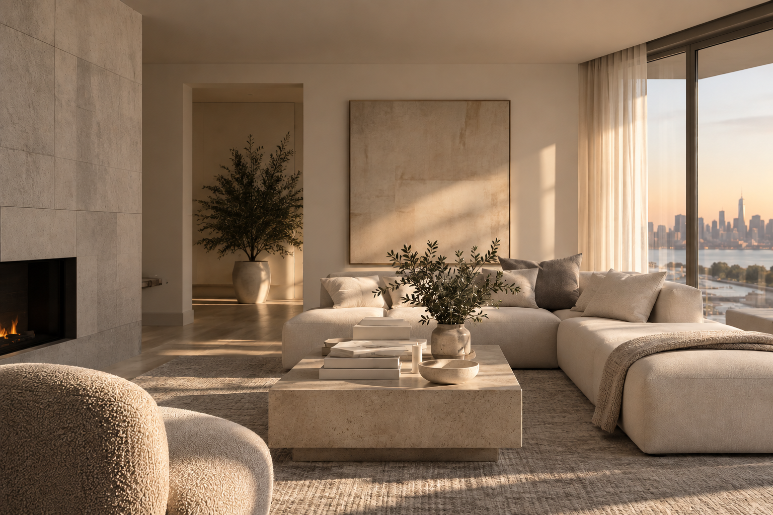 Contemporary neutral living room